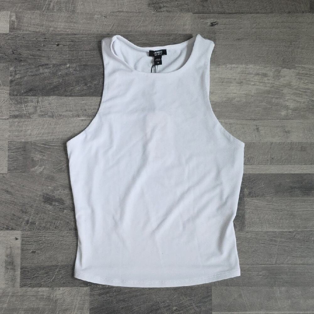 NWT, Express • Body Contour White Cropped Tank Top, Size XS